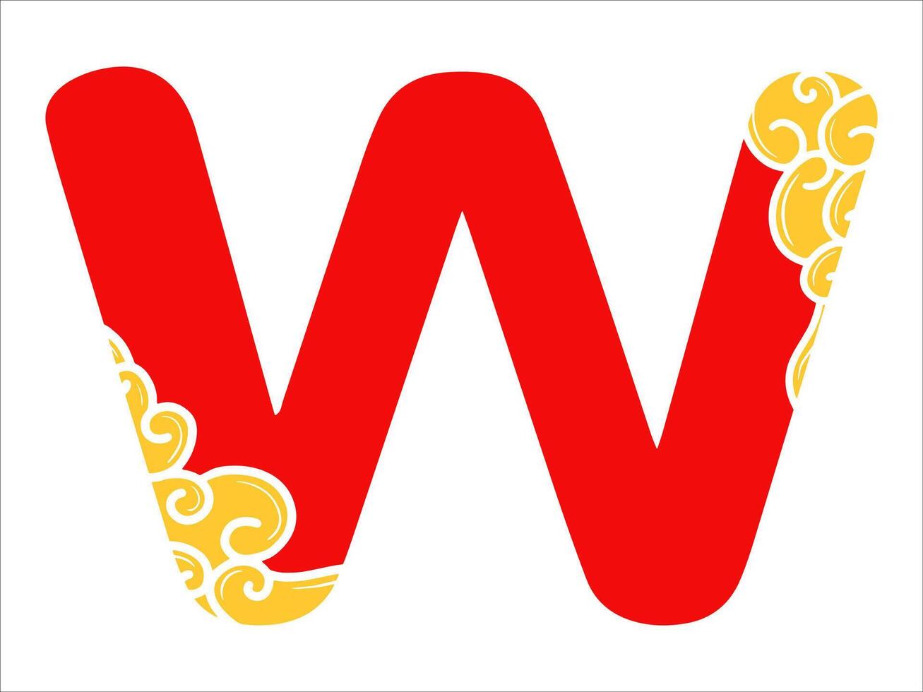 Chinese New Year Alphabet Letter W vector