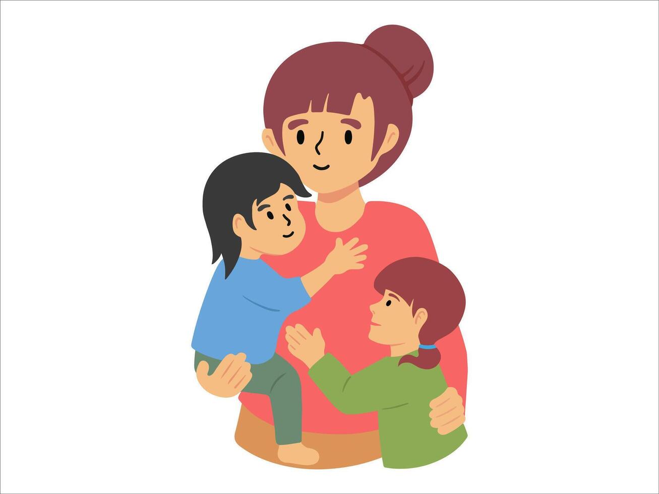 Mother two Kid or People Character illustration vector