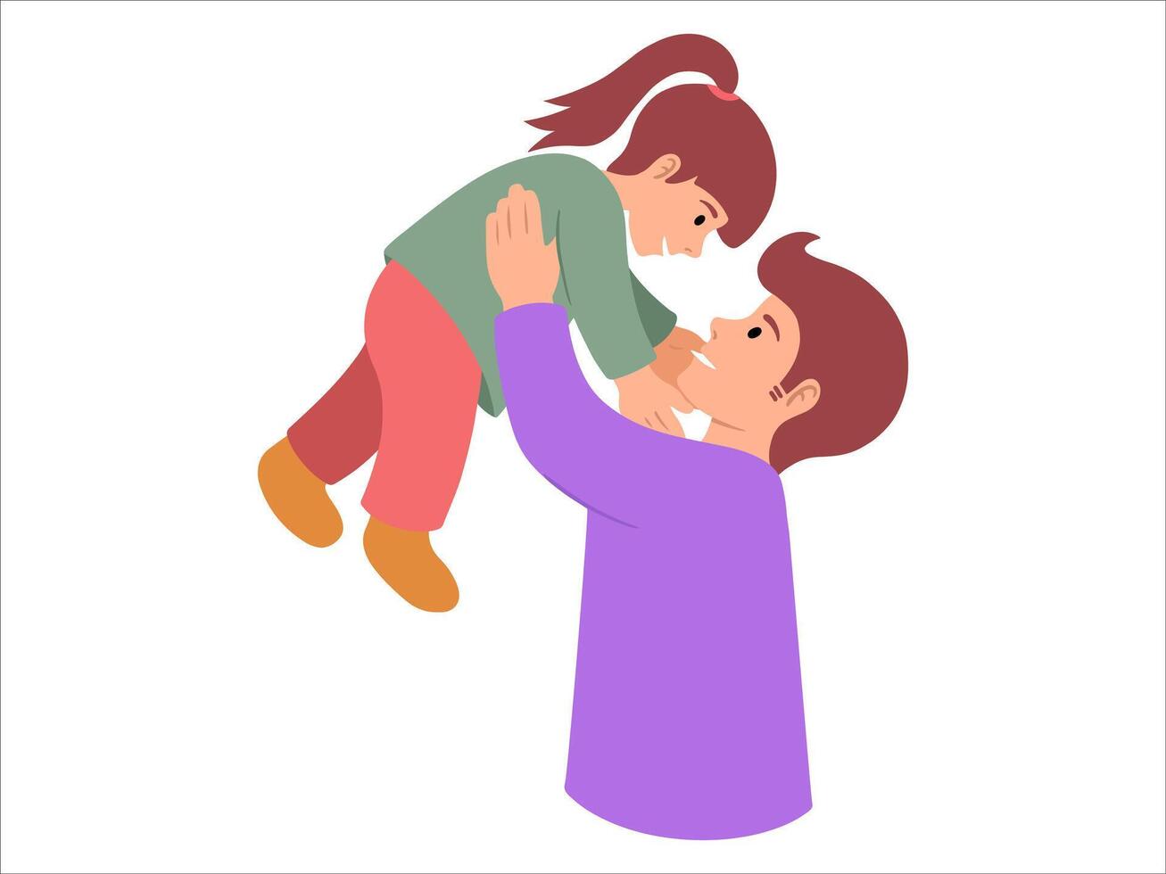 Father holding child or avatar icon illustration vector