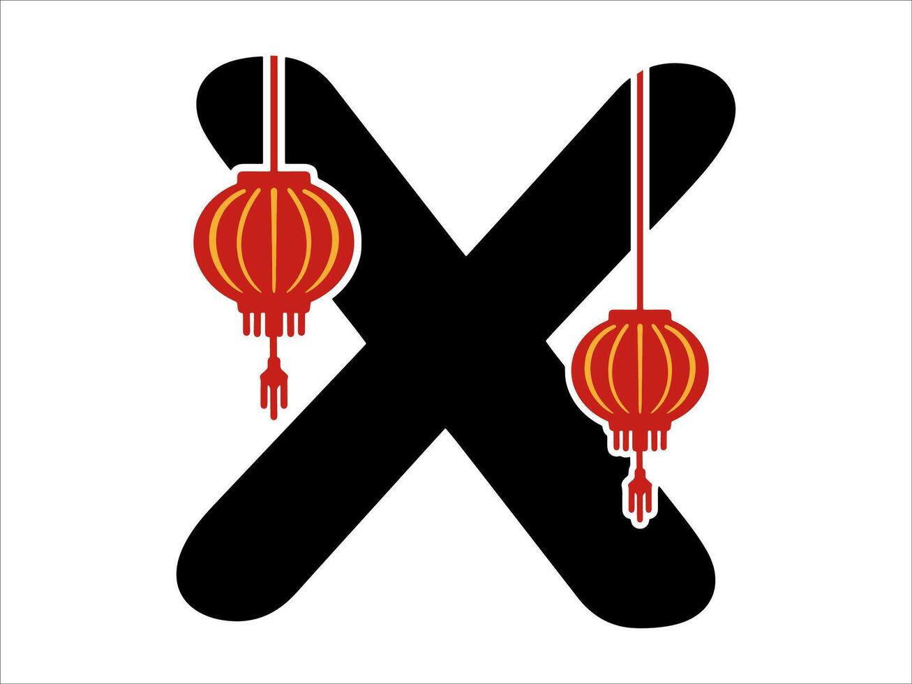 Chinese Lantern Alphabet Letter X vector