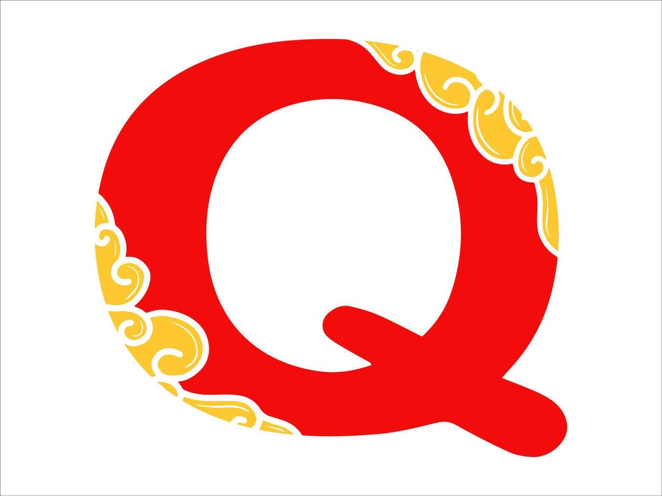 Chinese New Year Alphabet Letter q vector