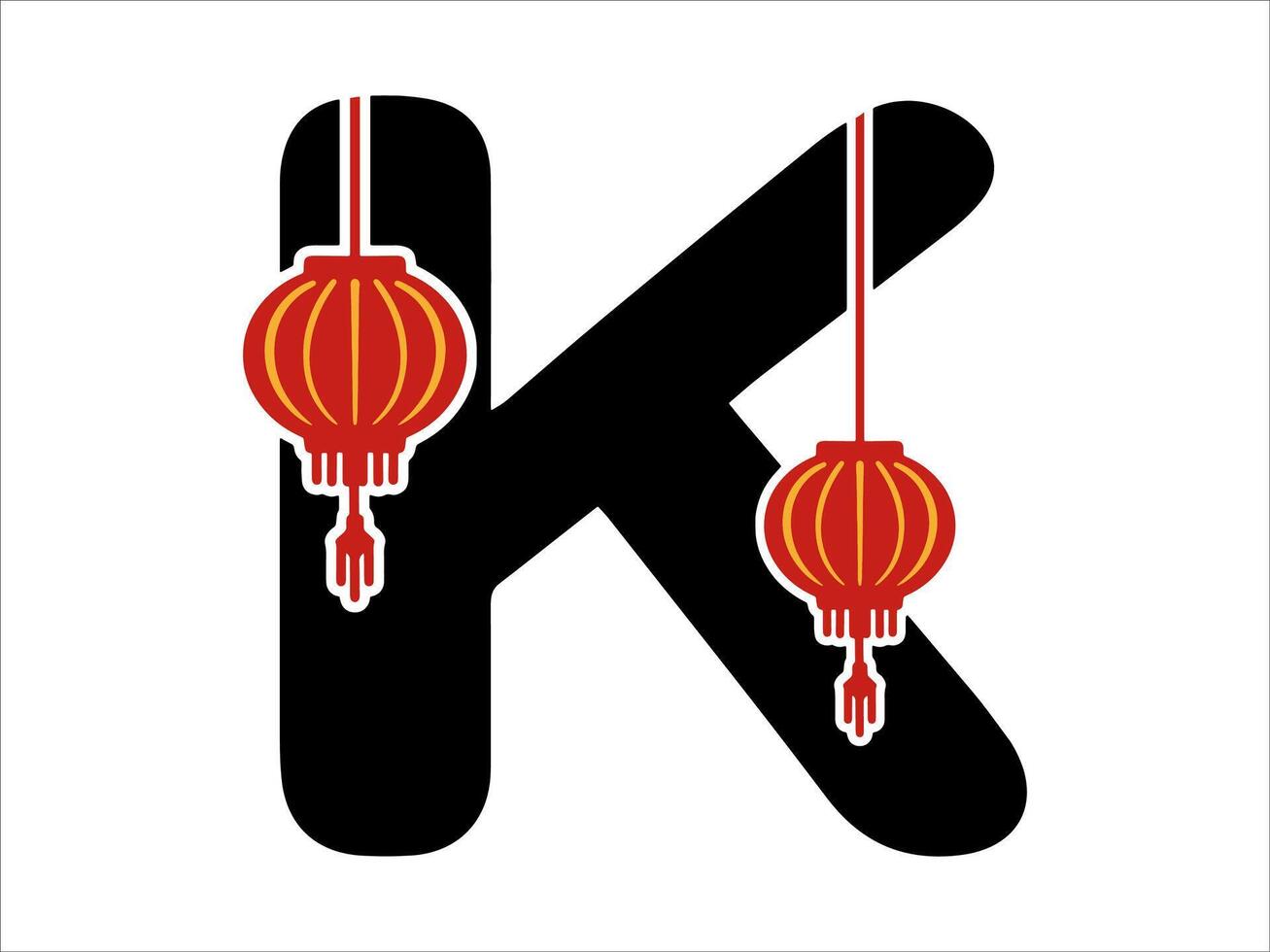 Chinese Lantern Alphabet Letter K vector