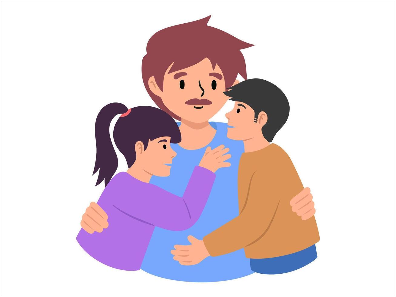 Father with Son and Daughter or avatar icon illustration vector