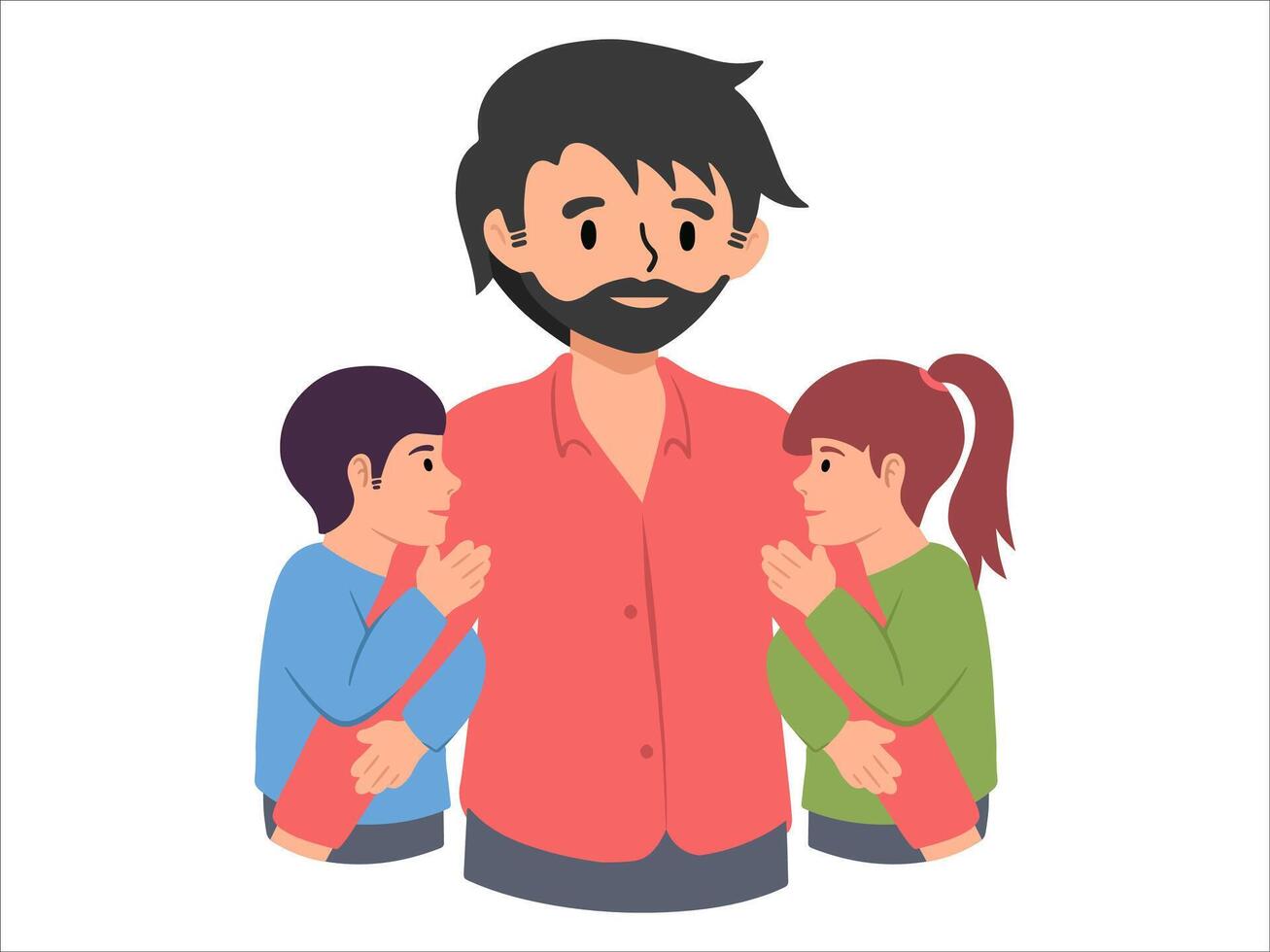 Father with Son and Daughter or avatar icon illustration vector