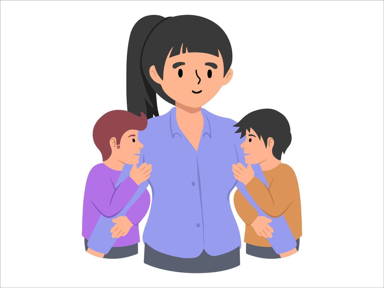 madre dos hijo o avatar icono ilustración vector