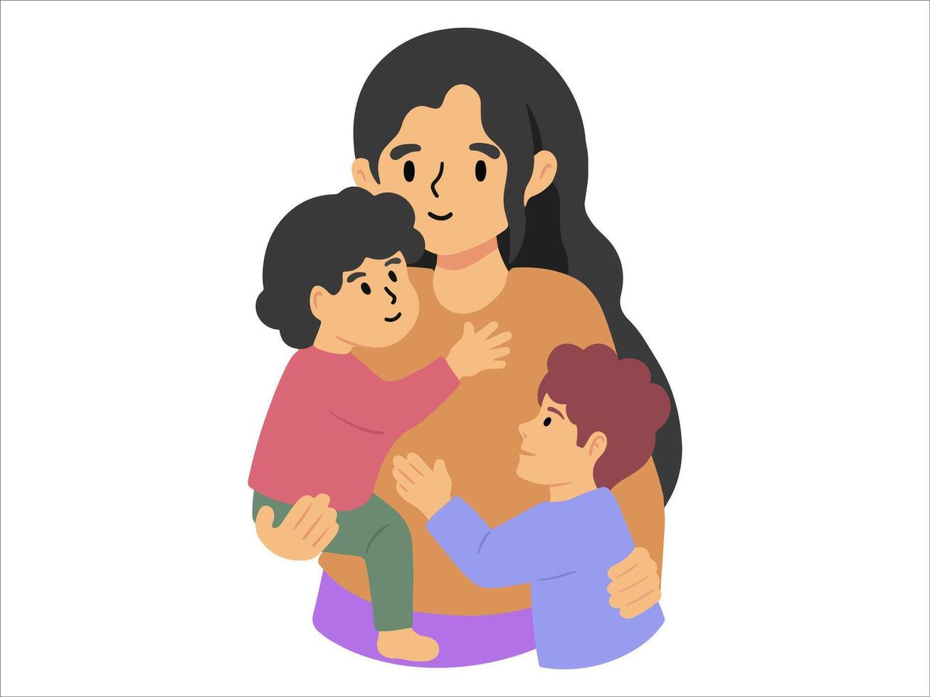 Mother two Kid or People Character illustration vector