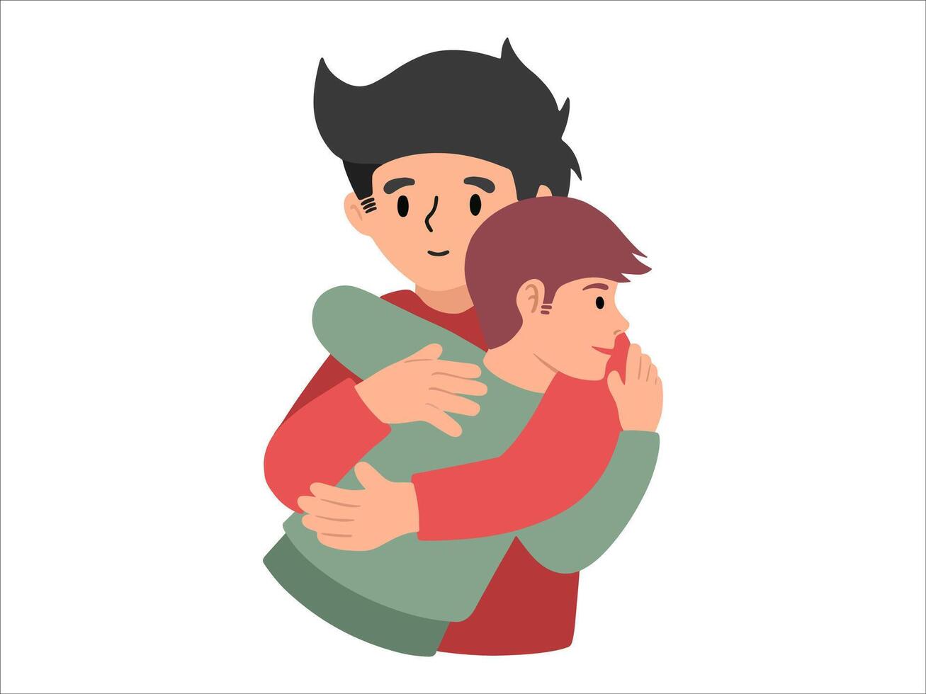 Dad hugging daughter or avatar icon illustration vector