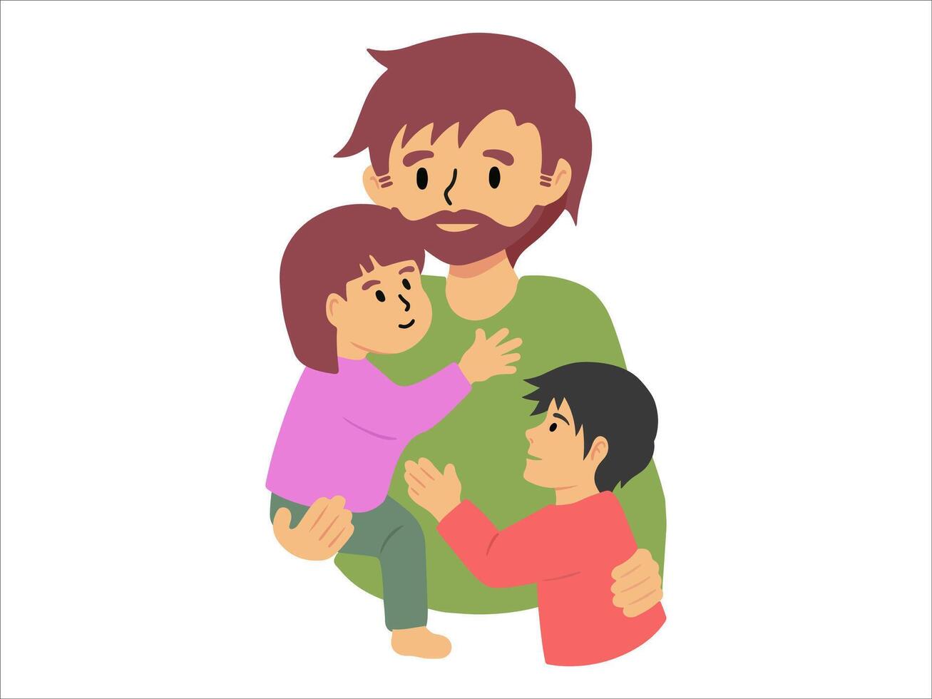 padre con hijo y hija o avatar icono ilustración vector
