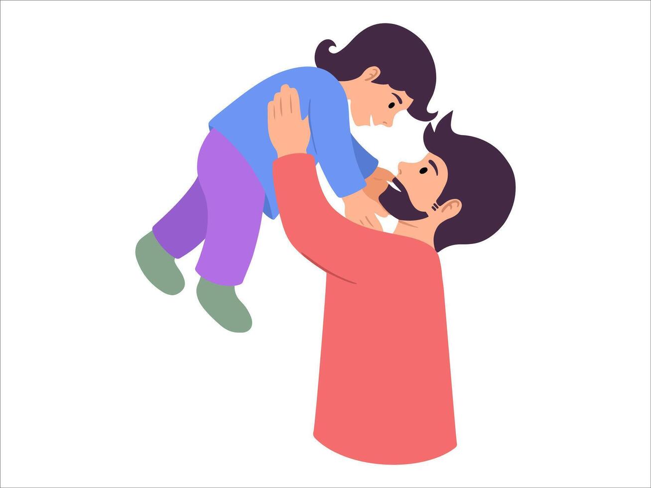 Father holding child or avatar icon illustration vector