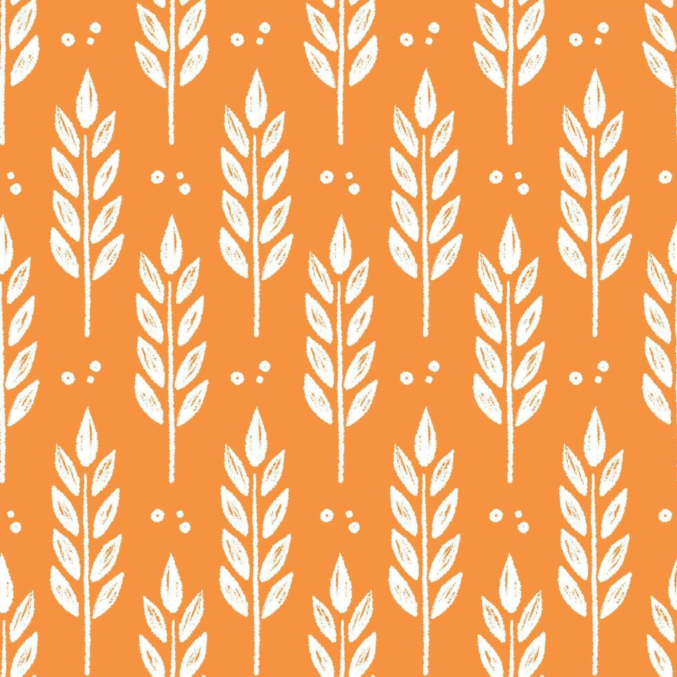 Wheat brush texture seamless pattern background. Hand drawn crayon brush abstract floral wheat seamless pattern. Floral abstract grunge hand drawn print background. vector