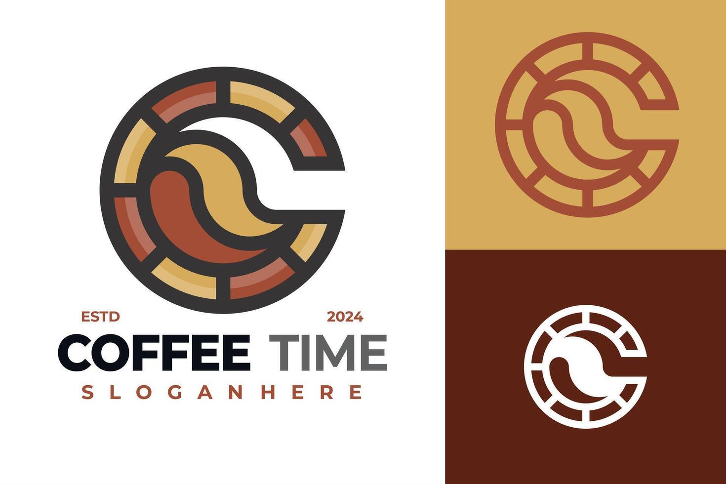 letra C café hora logo diseño símbolo icono ilustración vector
