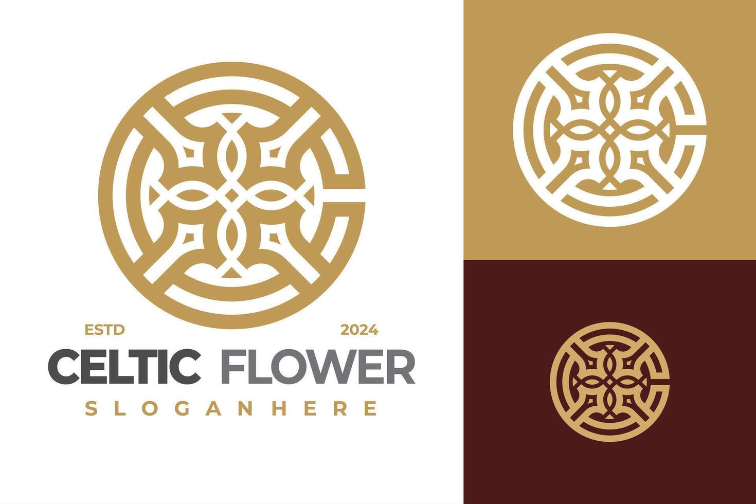 Flower Letter C Celtic logo design symbol icon illustration vector