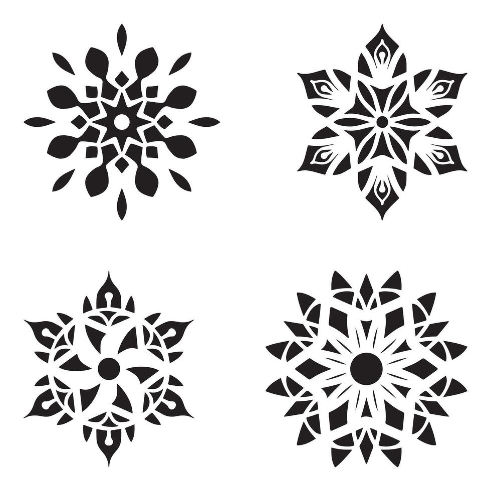 Collection of simple mandala stencils with floral ornament patterns vector
