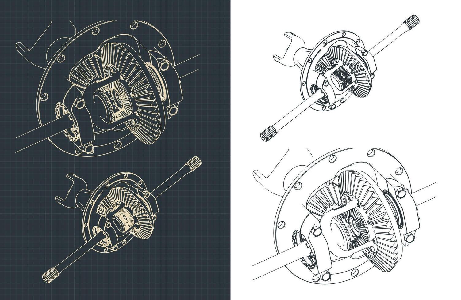 engranaje diferencial planos vector