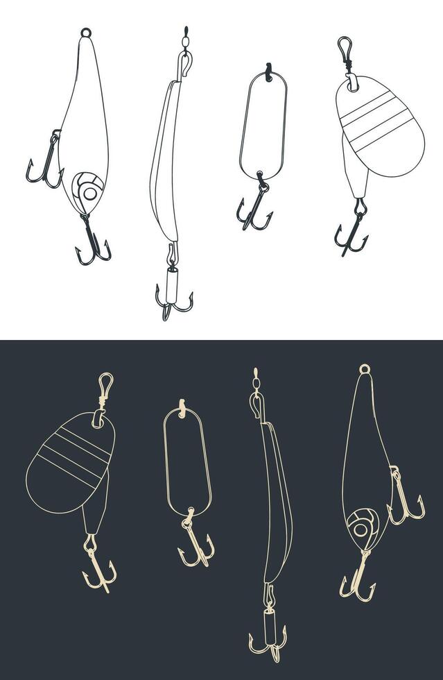 Floating Minnow Fishing Hard Lure Set vector