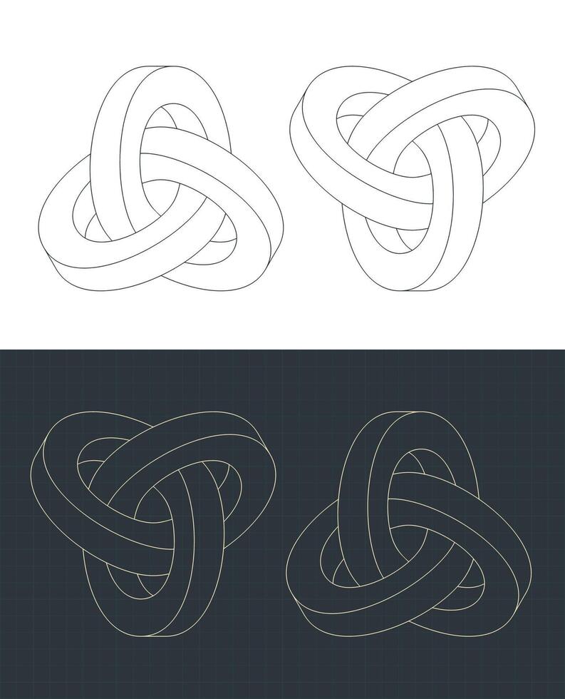 Moebius knot drawings vector