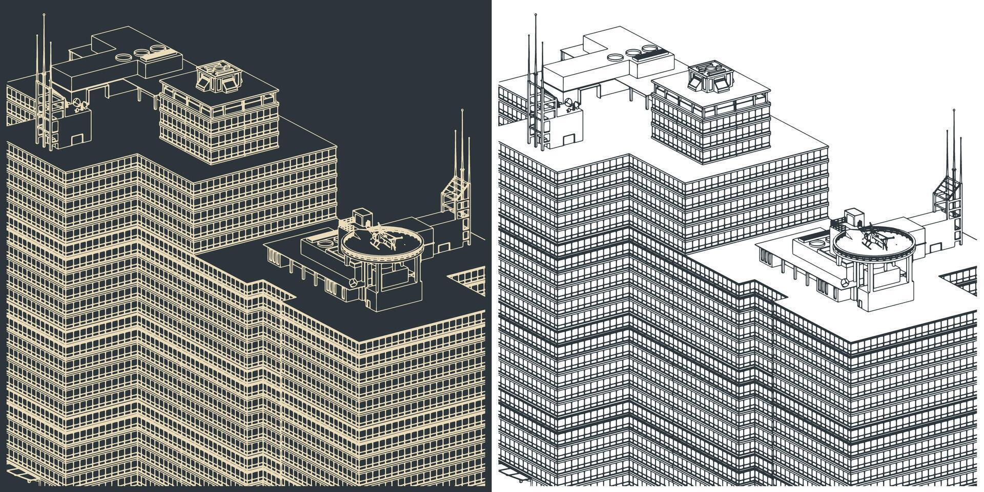 Skyscraper close up illustrations vector