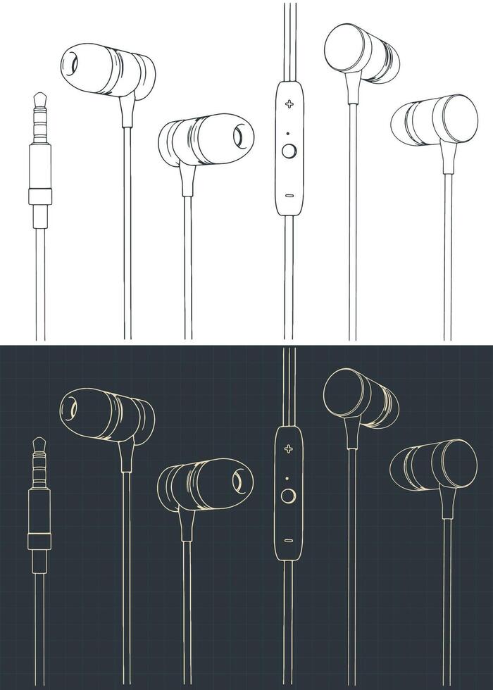 Wired portable headphones vector