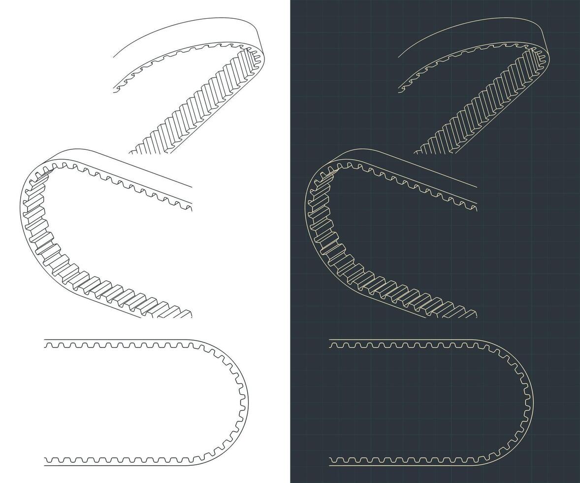 Toothed belt drawings vector