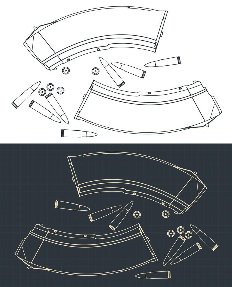 revistas y balas para asalto armas ilustración vector