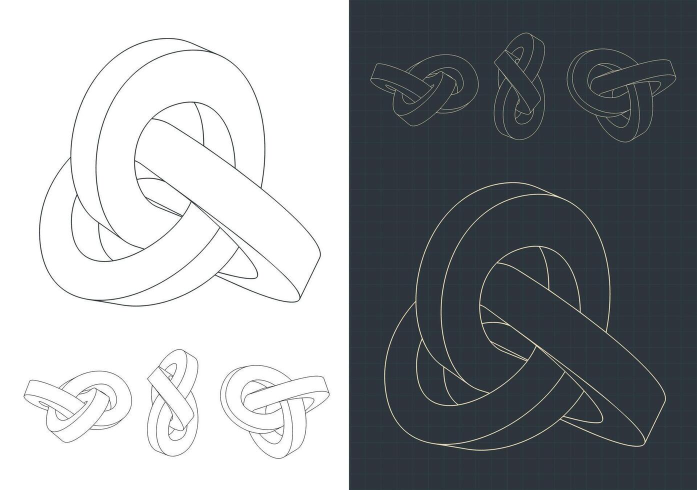 Moebius knot drawings Set vector