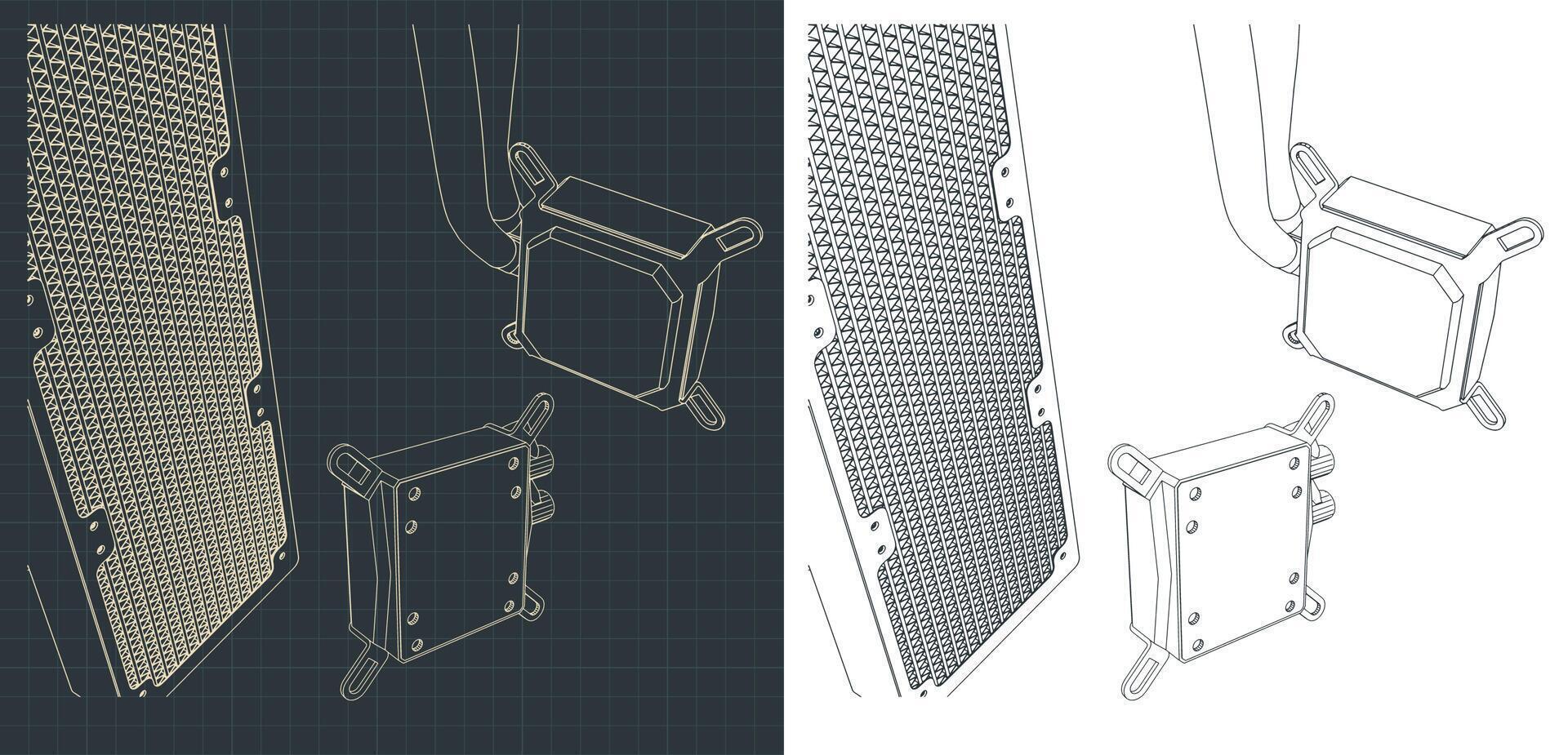 Liquid cooling system close up vector