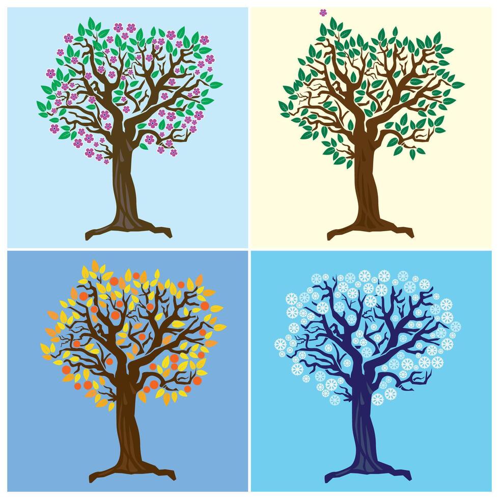 Tree representing the four seasons vector