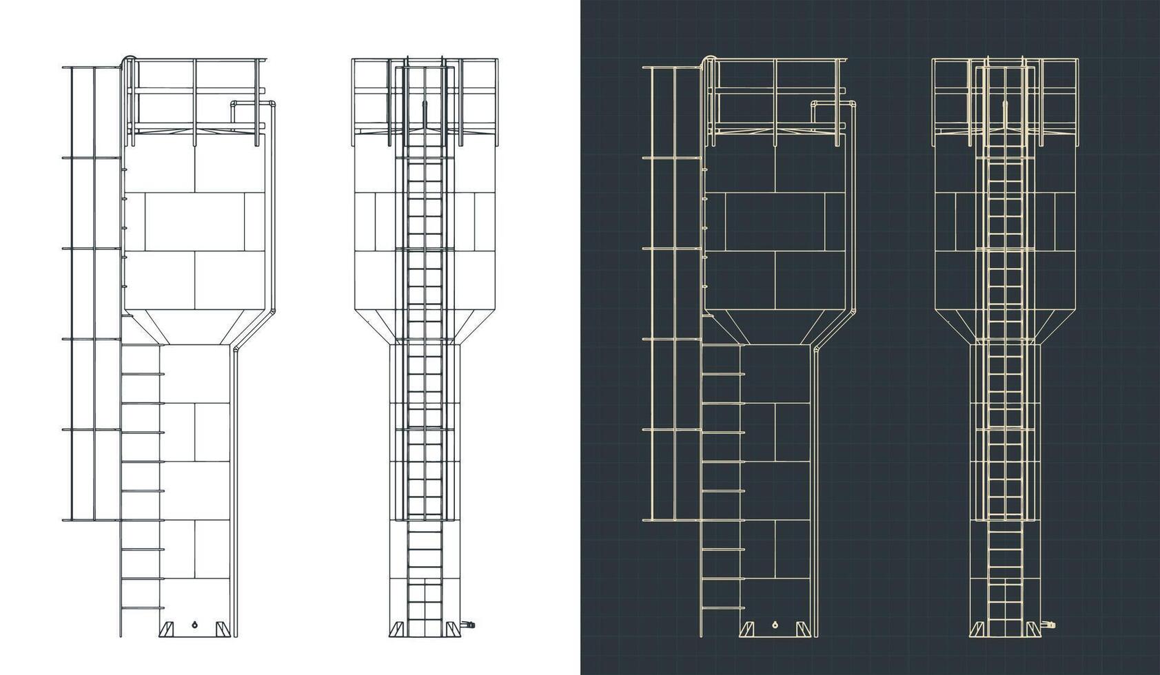 Water tank blueprints vector