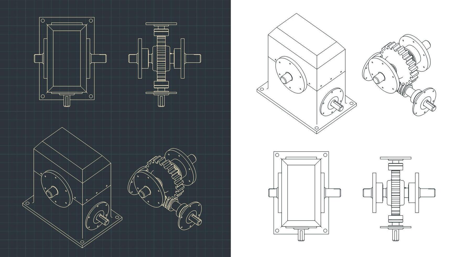 Speed reducer drawings vector