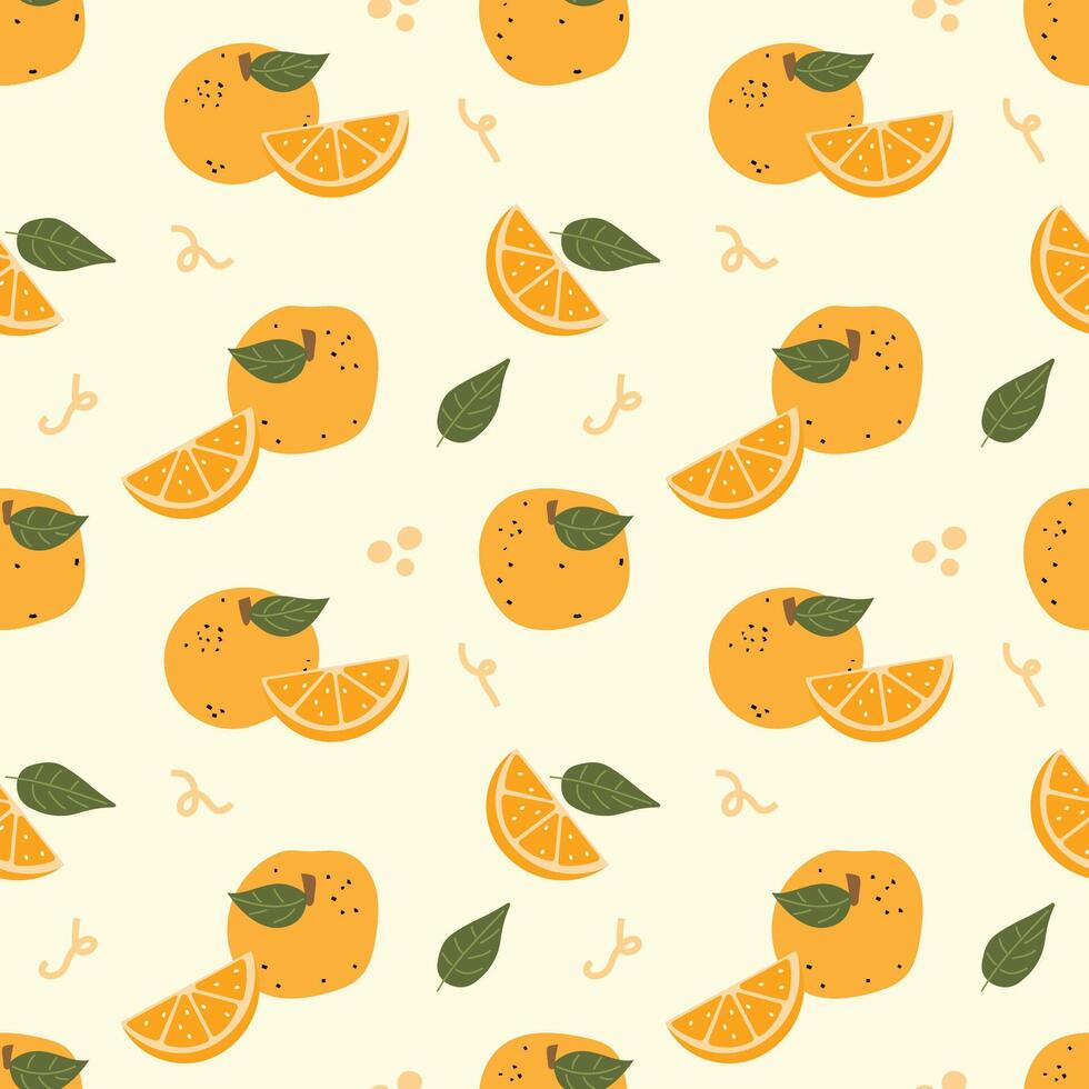 Orange fruit illustration seamless pattern vector