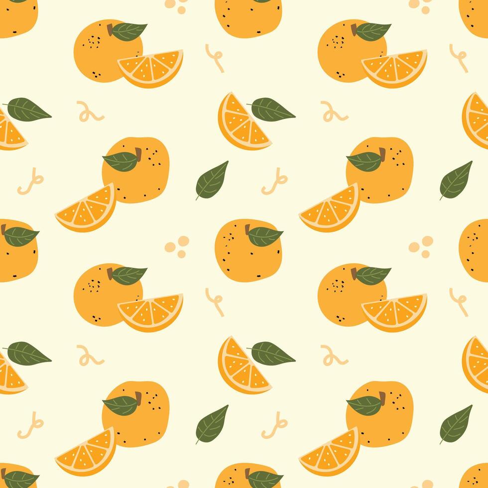 Orange fruit illustration seamless pattern vector