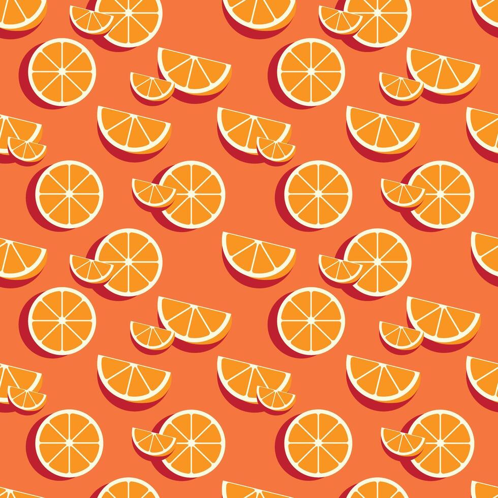 Fresco naranjas Fruta ilustración sin costura modelo vector
