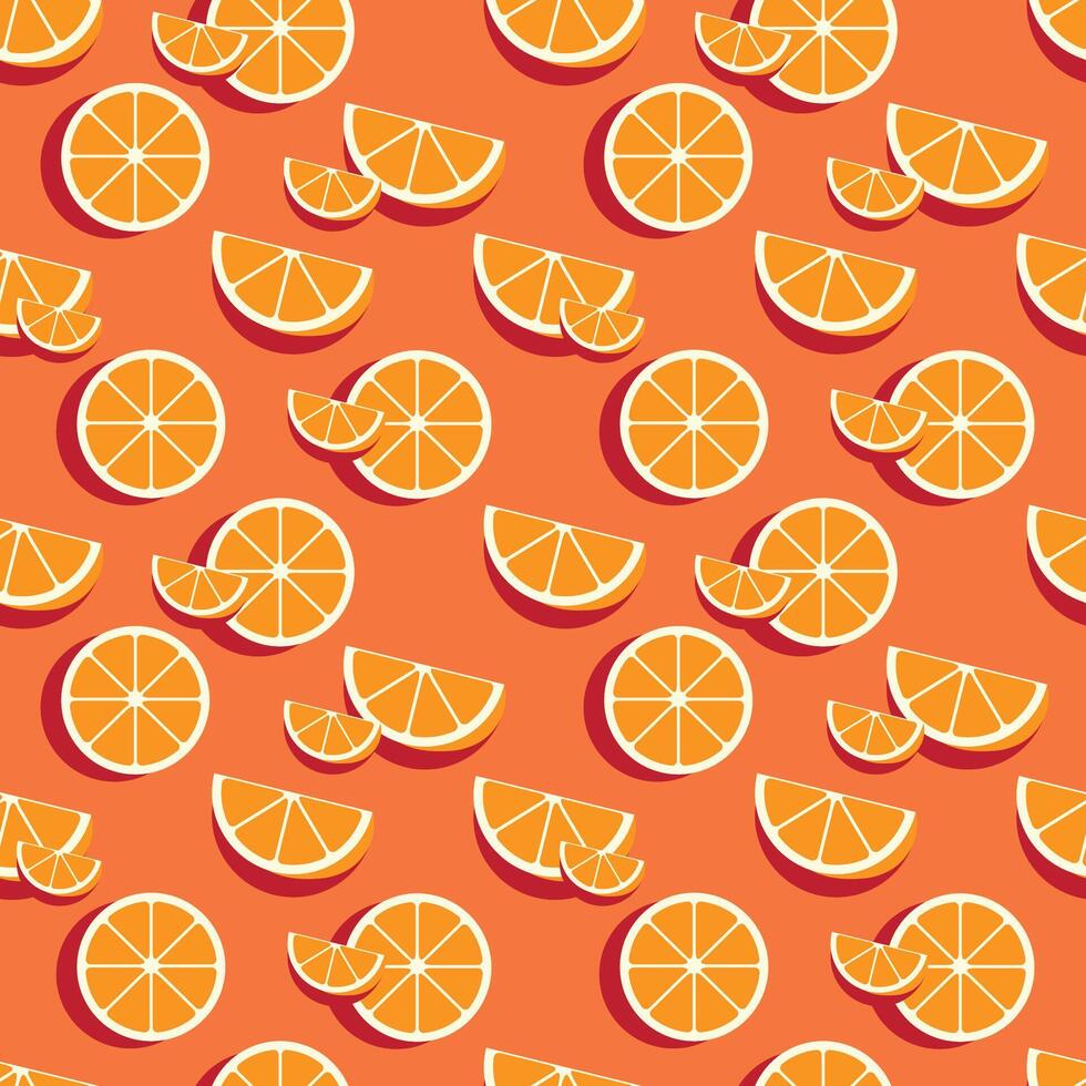 Fresh oranges fruit illustration seamless pattern vector