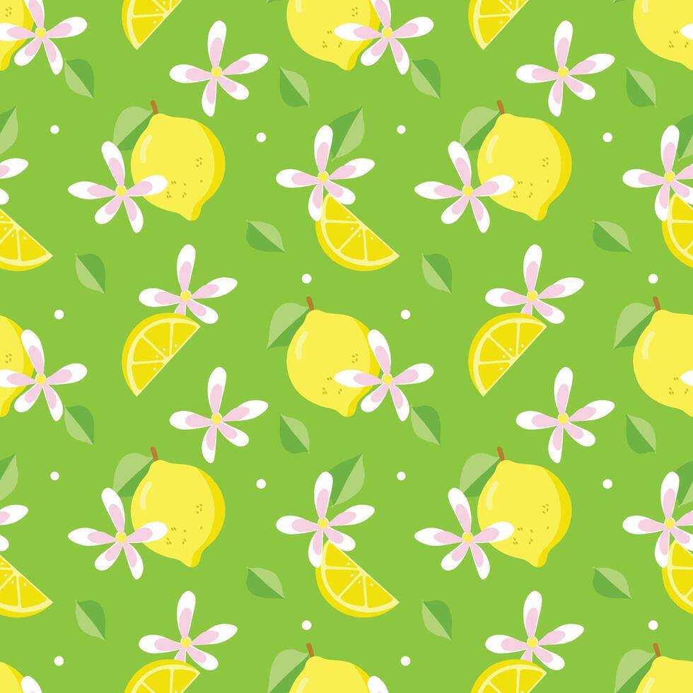 Yellow lemon illustration seamless pattern vector