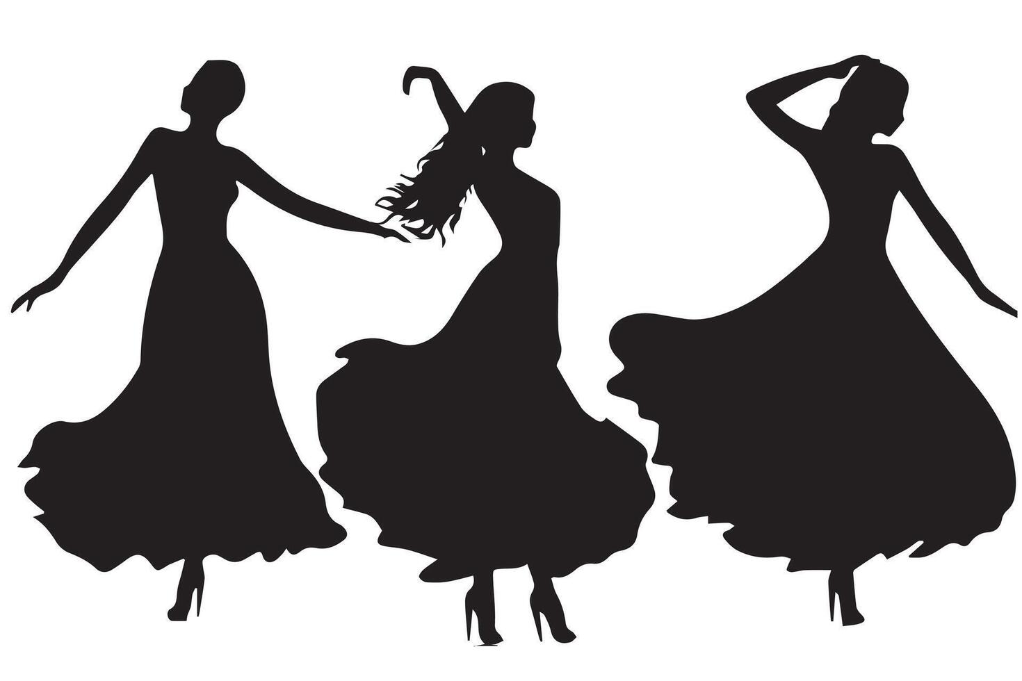 silhouettes happy dancing people on white background vector