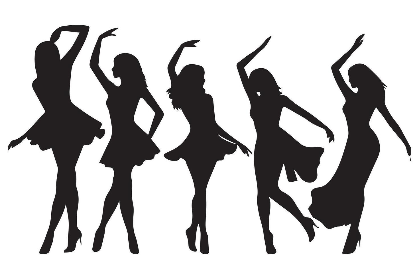 Group of people dancing silhouette illustration isolated on white background vector