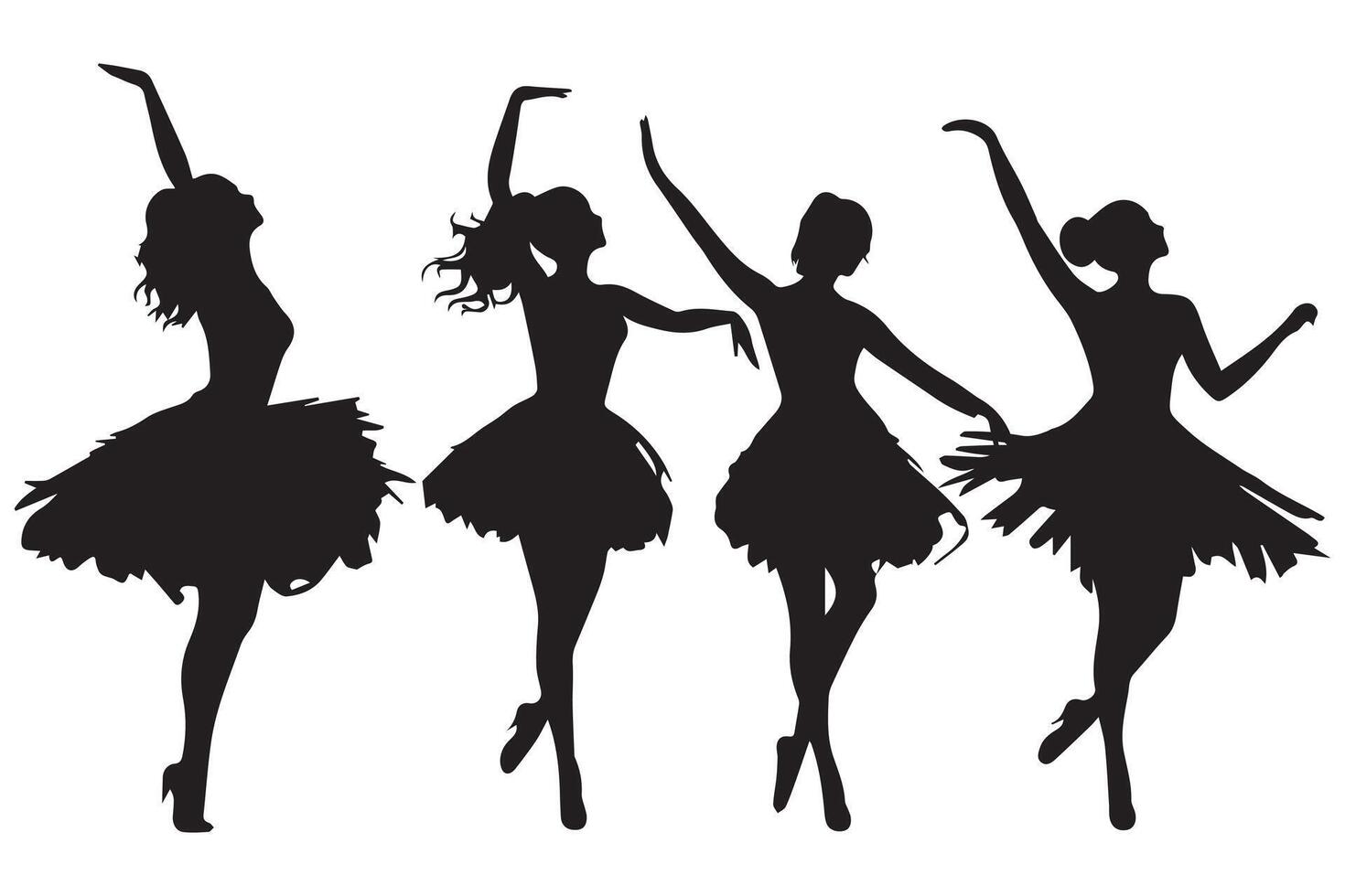 Group of people dancing silhouette illustration isolated on white background vector