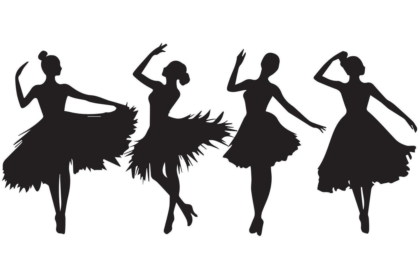silhouettes happy dancing people on white background vector