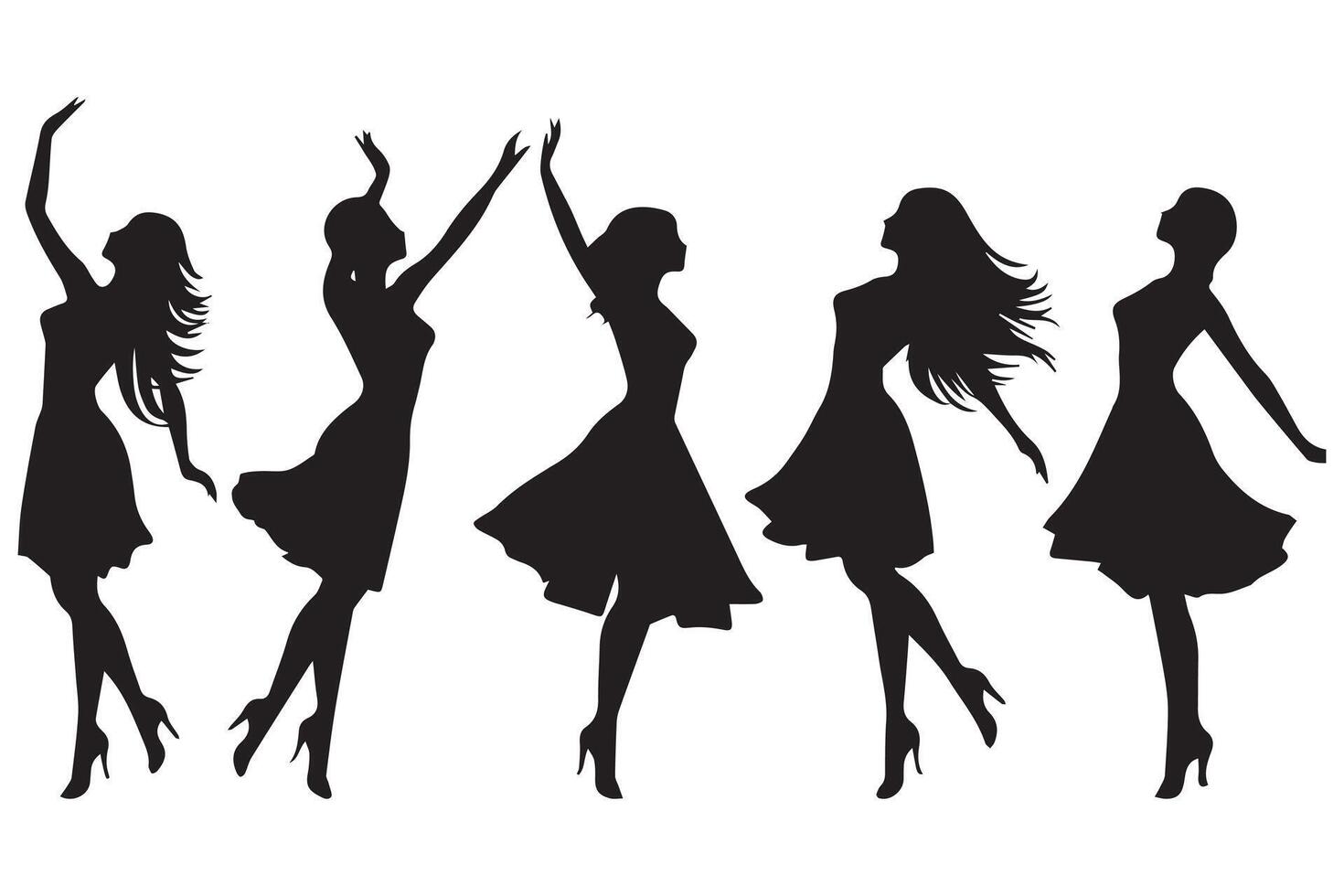 creative silhouettes happy dancing people on white background vector