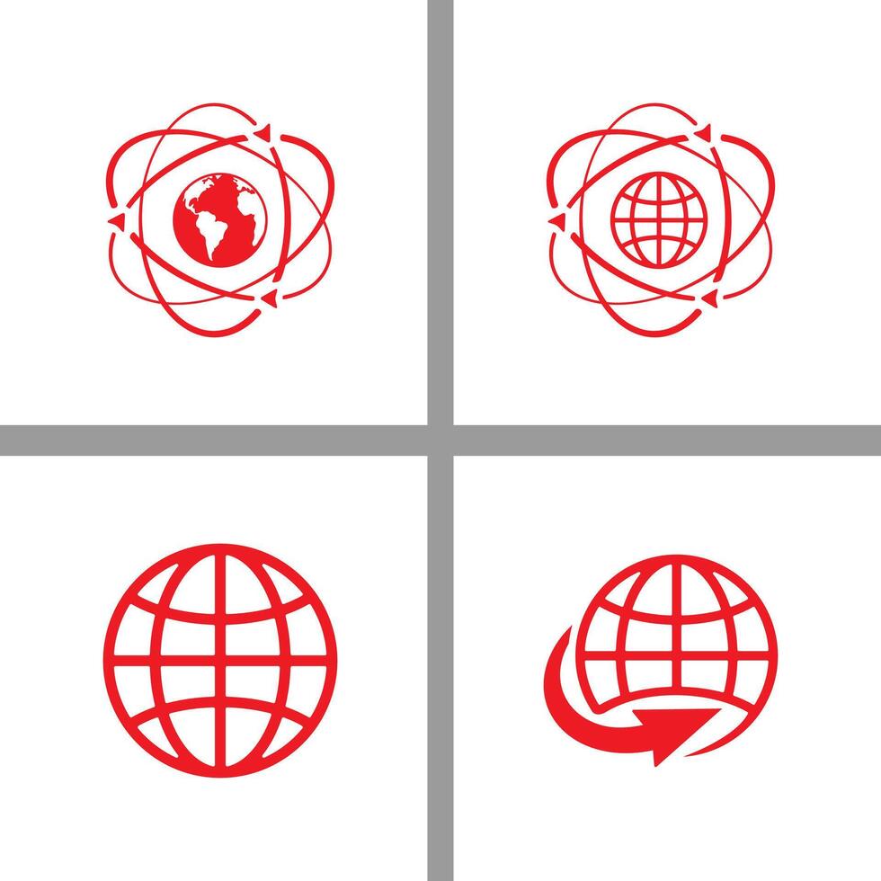 Free Globe Earth World Icons White On Red vector