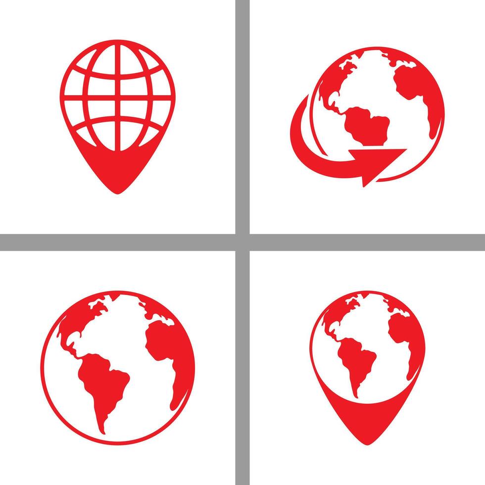 Free Globe Earth World Icons White On Red vector