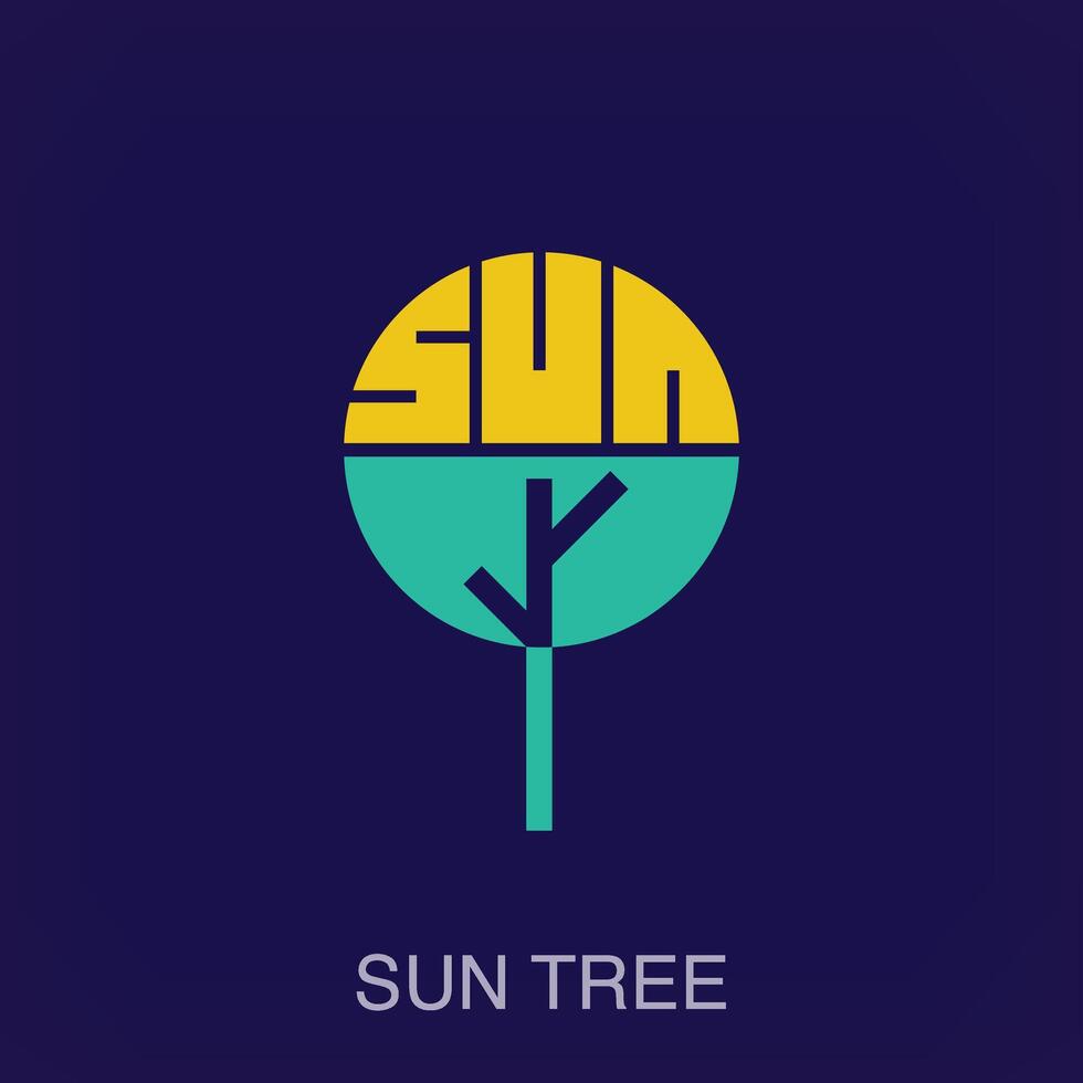 Creative tree and sun combination sign logo. Uniquely designed color transitions. Company and workplace logo template vector