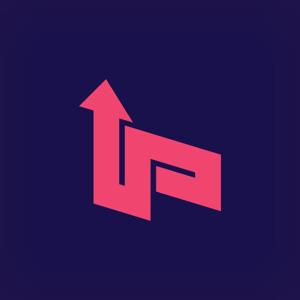 Creative UP arrow lettering sign logo. Upward arrow logo template vector