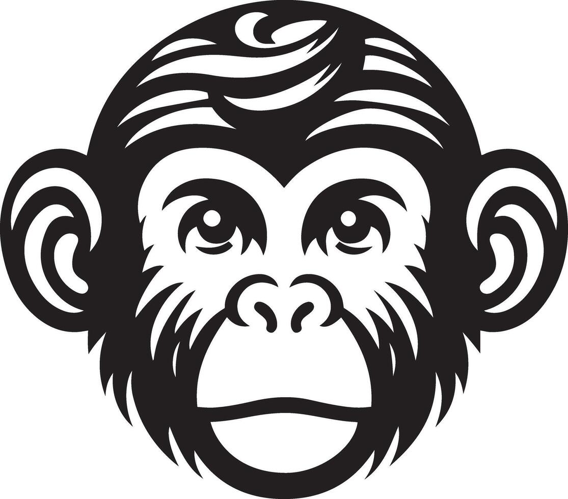 Monkey head silhouette illustration. vector