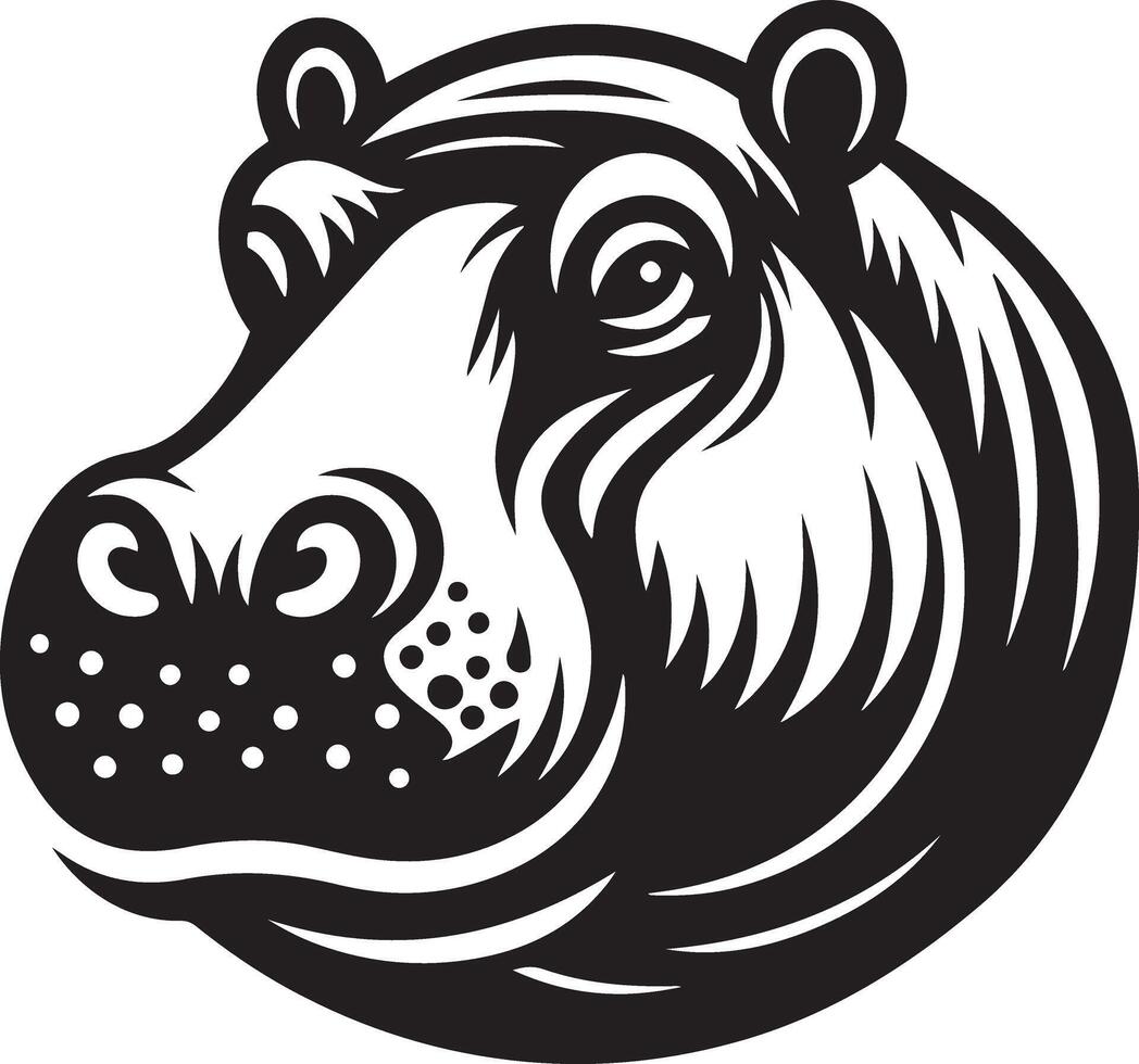 Hippopotamus face illustration. vector