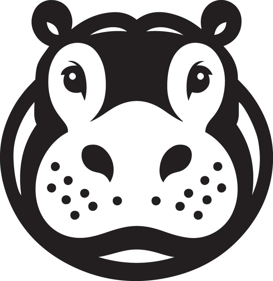 Hippopotamus cartoon head face illustration. vector