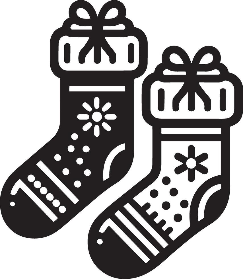 Merry Christmas socks icon set. vector