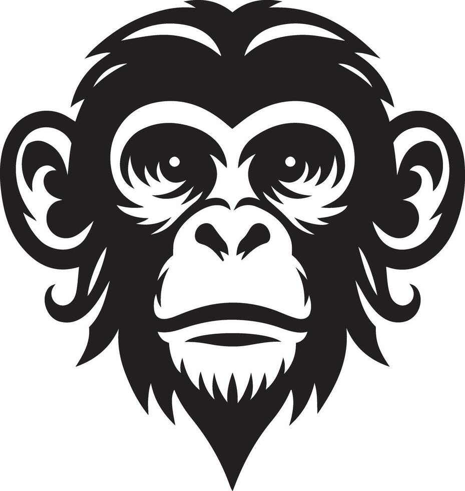 Angry monkey face silhouette illustration. vector