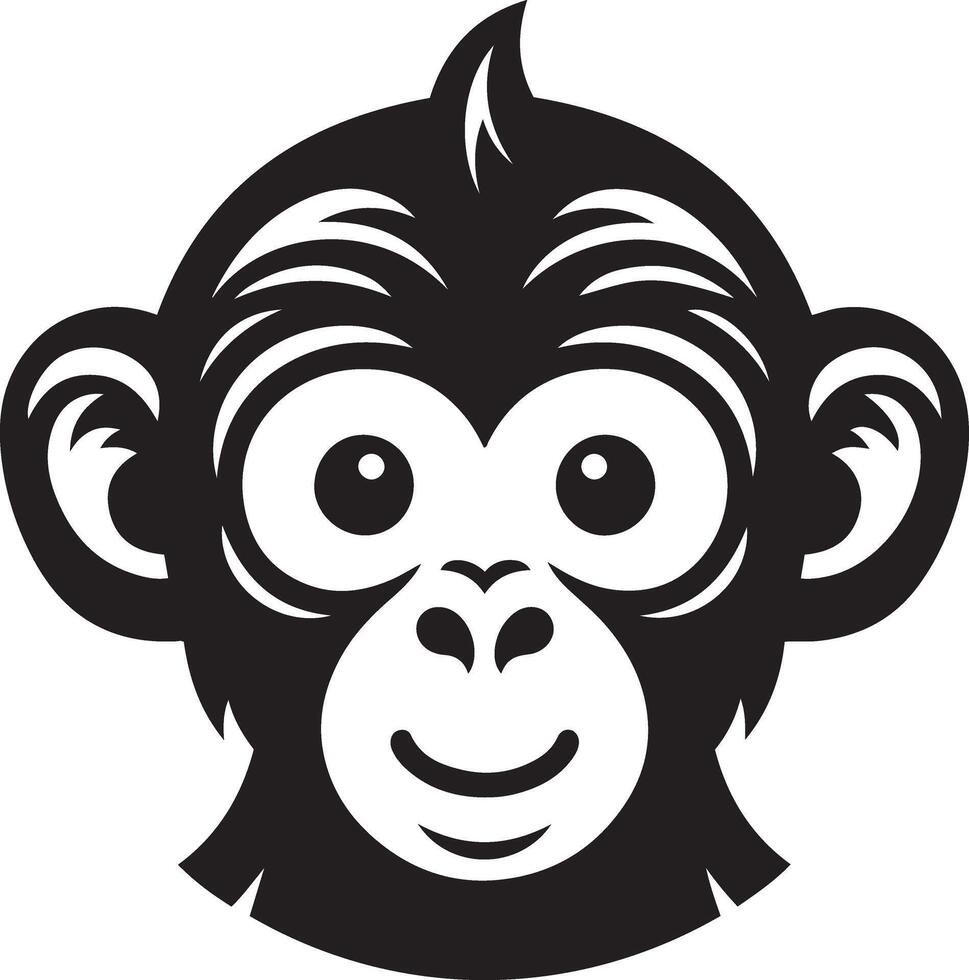 Funny monkey face silhouette illustration. vector