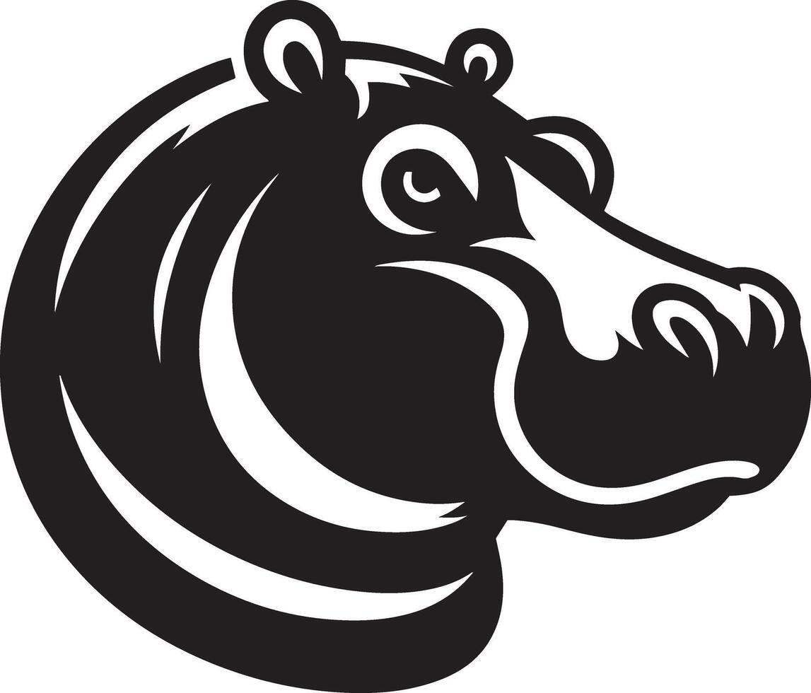 Hippopotamus head face illustration. vector